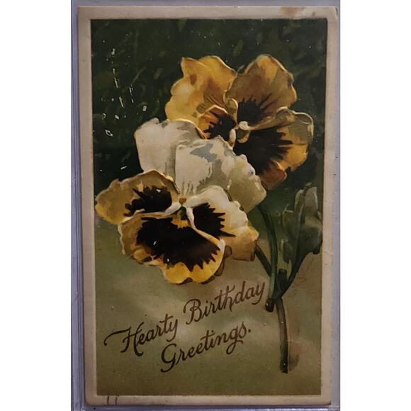 Lot Of Four Vintage Antique Embossed Postcards Flowers Birthday Easter - Picture 2 of 9